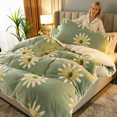 Couverture polaire verte avec imprimé floral élégant