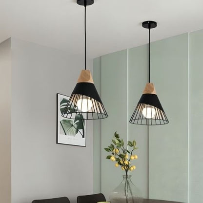 Deux suspensions luminaires décoratives illuminent un coin chaleureux avec plantes.