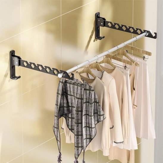 Étendoir à linge mural rétractable parfait pour la buanderie, le balcon ou la salle de lavage