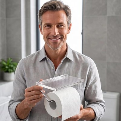 Porte papier toilette multifonction avec tablette de rangement design
