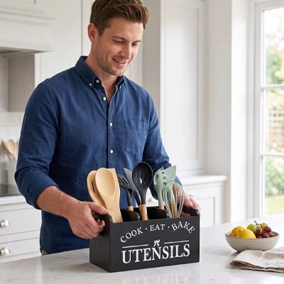 Pot ustensiles Cuisine au design élégant qui s'intègre à toutes les cuisines.